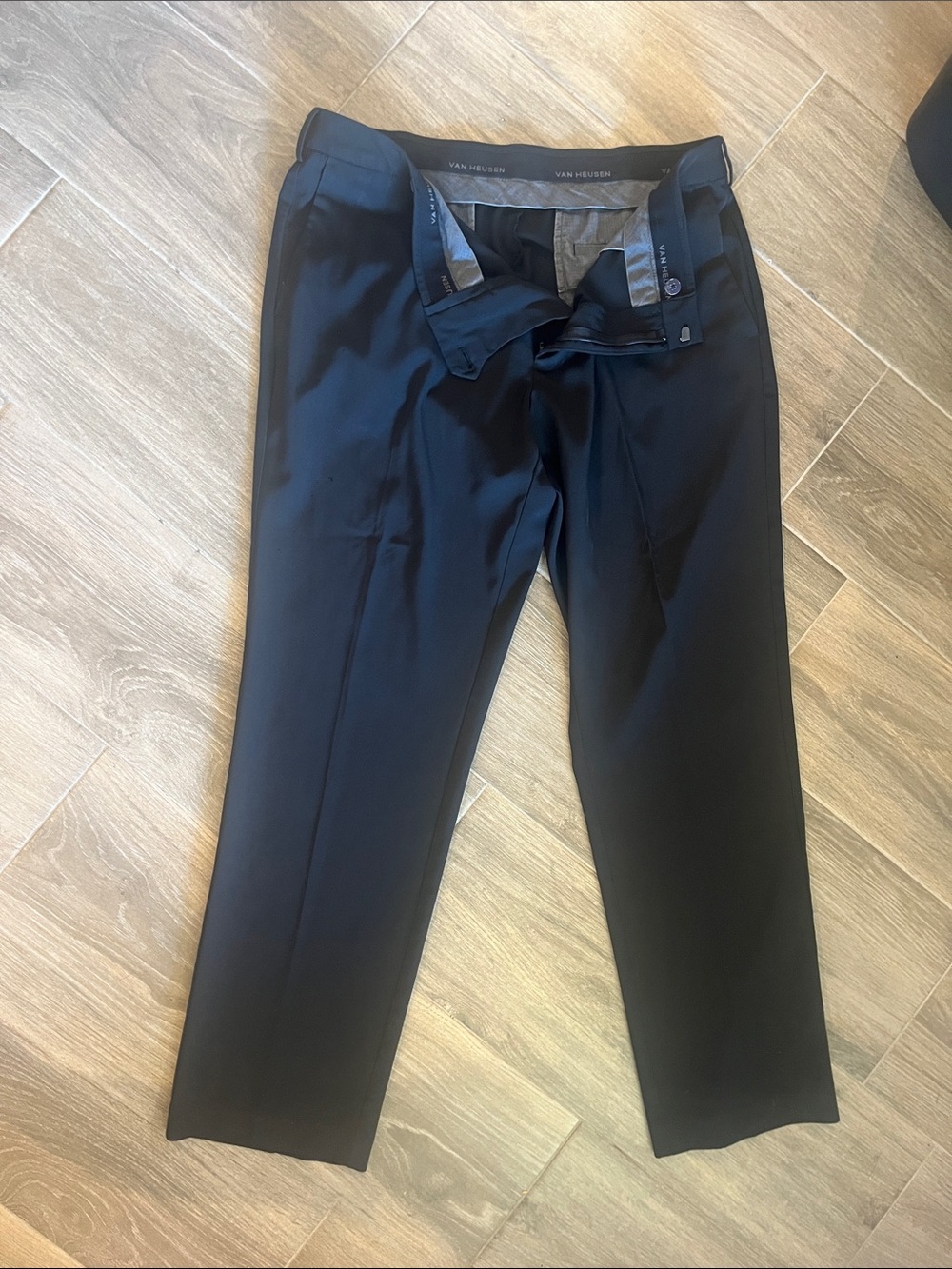 Van Heusen Black Men's Dress Pants - Flat Front